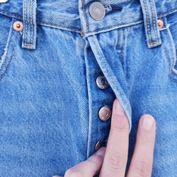 Levis 501 S Skinny High Rise Button Fly Distressed Blue Denim Jeans Women Sz 25 - Picture 3 of 8